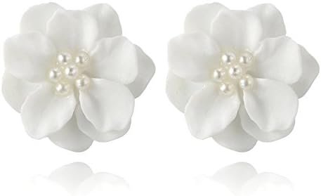 Szép fehér Virág, Gyöngy Medál aranyos fülbevaló tini lányok Kör Fülbevaló Divat Vaskos Fülbevaló Női Ékszerek