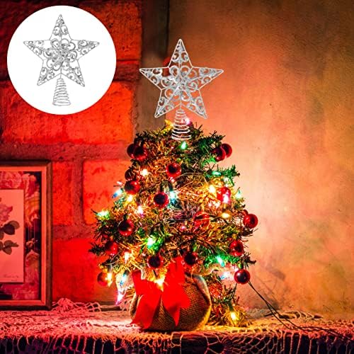 Karácsonyi Csillag csúcsdíszt Dísz: 20cm Csillogó 3D Ezüst Karácsonyi Csillag Treetop Ünnep, Vas, Fa Dekoráció, Parti kellékek Kellékek