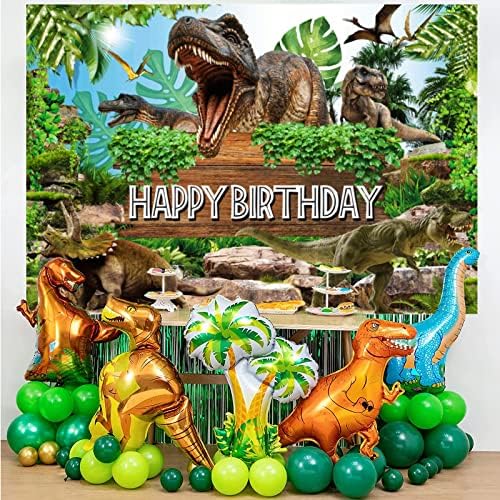 Sensfun Dinoszaurusz Szülinapi Buli Háttérben a Dinoszauruszok a Világ Boldog Szülinapot Banner Fotózás Háttér Gyerekek Trópusi Dzsungel
