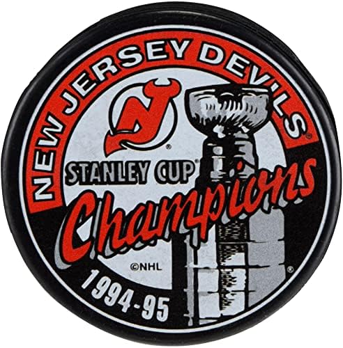 A New Jersey Devils Aláíratlan 1995-Ben Stanley-Kupa Bajnokok Logó Jégkorong - Aláíratlan Korong