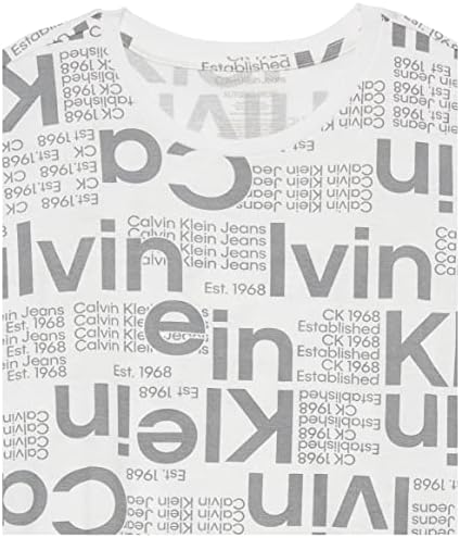 Calvin Klein Fiú Rövid Ujjú Egész Nyomtatott Legénység Nyak Póló