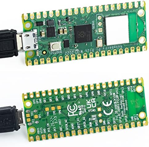 Hosyond 2DB Raspberry Pi Pico W, Vezeték nélküli WiFi RP2040 Dual-core Mikrokontroller Fejlesztési Tanács USB Kábel/Pin Fejlécek