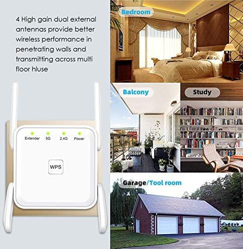 WiFi internet Átjátszó - 1200Mbps WiFi Range Extender Vezeték nélküli Jelerősítő Emlékeztető, kétsávos, 2,4 G, 5G Bővítő, 4 Antenna 360° -