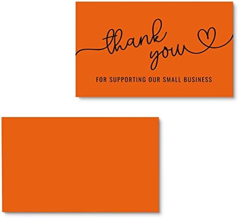 ITZAMNA Köszönjük, hogy támogatja a small business kártya vevők megjegyzések kártyák narancs Script Szív Csomag 100