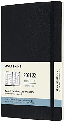 Moleskine DSB18MN3Y22 Havi Napló Tervező, Kezdődik július 2021-ig, 18 Hónap Napló, Puha Borító, Nagy, Fekete