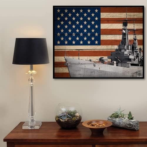 DIY 5D Gyémánt Festmény Készletek Felnőttek számára, Fa Panel Egyesült Államok Haditengerészeti Hajó Amerikai Zászló Haza,