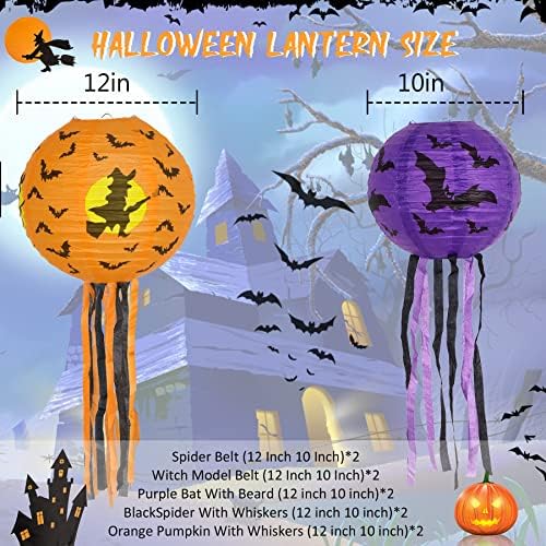 10db Halloween Papír Lámpások, Halloween Party Dekoráció Lámpás a Halloween Lóg Tök Lámpás Boszorkány Pók, Denevér Koponya