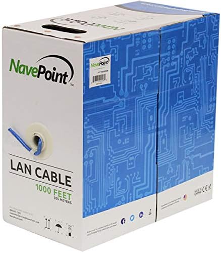 NavePoint Cat5e (CCA), 1000ft, Fehér, Szilárd Ömlesztett Ethernet Kábel, 24AWG 4 Pár, Árnyékolatlan Sodrott érpár (UTP)