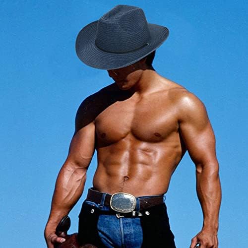 Férfi Nyári Vintage Western Cowboy Kalap Szilárd Húzózsinórral Fényvédő Strand Sző Sapka Kalap Pont
