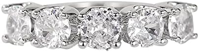 Nagy Rond Gyémánt Gyűrű Egyszerű Női Ezüst Gyűrű, Esküvői Gyémánt Elegáns Eljegyzési Gyűrűt Gyűrű Gyanta (Ezüst, 6)