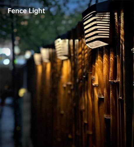 FatySuby Napenergia Kerítés Kültéri Lámpák, LED-es Napelemes Lámpák Fedélzeten Fények IP54 Vízálló Meleg Fehér Dekor Lélegző