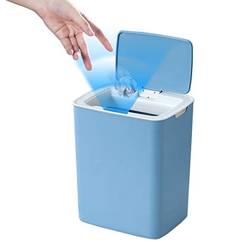 Automata Szemetes, Non-Touch Szenzor Műanyag Szemetes, 3.7 Literes/14 L szemetes Fürdőszoba, Konyha Hivatal(Kék)