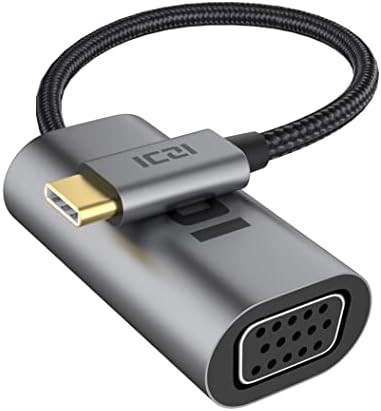 ICZI USB-C-VGA Adapter, Alumínium USB 3.1 C-Típusú VGA Átalakító 1080P 60hz Thunderbolt 3 VGA Adapter Kompatibilis a MacBook