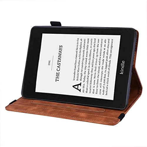 Kindle Paperwhite 2021 Megjelent 6.8 Hüvelykes Kindle Paperwhite 11 Generációs Dombornyomott Bőr Pénztárca Tablet Tok - Lila Virág,Pink Virág