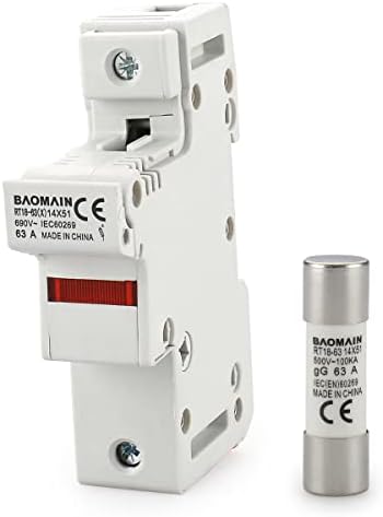 Baomain Hengeres Biztosíték tartó RT18-63(X) 14 mm X 51mm Biztosíték Bázis Egyetlen Pólusú DIN Sínre Szerelhető CE&TüV Felsorolt (5