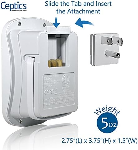 Ceptics - 7 Extra SWadAPt Mellékletek a World Travel Adapter Kompatibilis a Kettős Feszültség Újratölthető Eszközök, Utazási Adapter