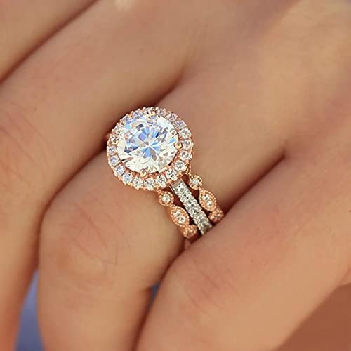 Gyémánt Temperamentum Rose Gold 3 In1 Gyűrű Meghatározott Körben Diaomond Ékszert Egyszerű Gyűrűk, Ékszerek, Ajándékok Gyűrűk Fiúk (Rose