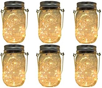 N / B Lóg Napenergia Befőttesüvegben Fények, 6 darab 20 LED-es Vízálló Tündér Firefly Üveg Fedő String Fények, 6 Vállfák az Edényeket,