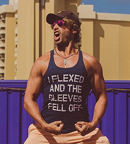 A férfi azt Behajlított A Ujjú Leesett Tank Top Vicces Ujjatlan Edzőtermi Edzés Póló