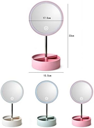 Hordozható USB/AAA Elemeket Teljesítményű LED Fény Smink Tükör Pulton Kozmetikai Smink Fürdőszoba Hiúság Tükör Utazási Asztali Tükör (Rózsaszín)