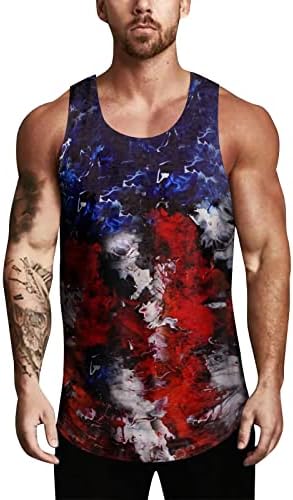XXBR július 4. Függetlenség Napja USA Zászló Ujjatlan T-Shirt Gym Fitness Trikó Mellény Férfi, Lélegző Tartály Tetején