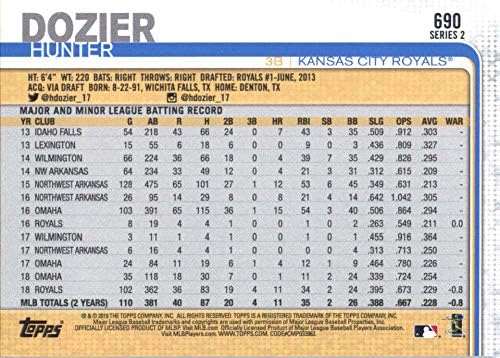 2019 Topps 690 Vadász Dozier Kansas City Royals Baseball Kártya