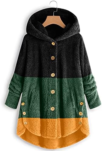 Polár Kabát Női 2022 Legjobb Téli Kabátok Plus Size Aranyos Gomb Le Kapucnis Felsők Teddy Kabát Felsőruházat Zsebek