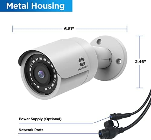 GWSECU 3MP PoE Biztonsági IP Bullet Kamera Emberi Érzékelés Kültéri/Beltéri, Vezetékes Videó Megfigyelő Kamera, Audio, 110°