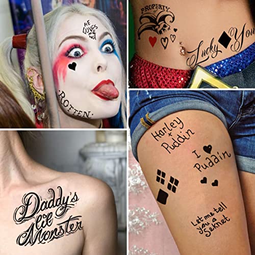 GOROMON 12 Lap Harley Quinn Tetoválás Öngyilkos Osztag, 4 Nagy Ívben Joker Harley Quinn Tetoválás Ideiglenes Ragadozó Madarak, 8 Lap Kis