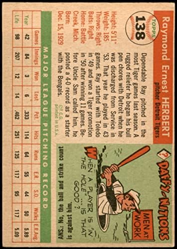 1955 Topps Baseball 138 Ray Herbert Detroit Tigers Kiváló
