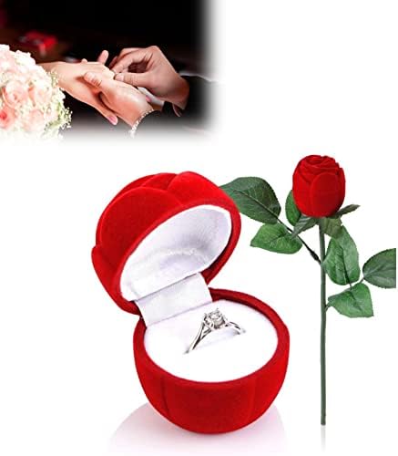 Yosoo Ékszeres Doboz, 4 DB Rózsa Gyűrű Doboz Hosszú Szár Hosszú Szárú Virág Kincs Doboz Romantikus Fülbevaló Gyűrű dobozos Esküvői Gyűrűk