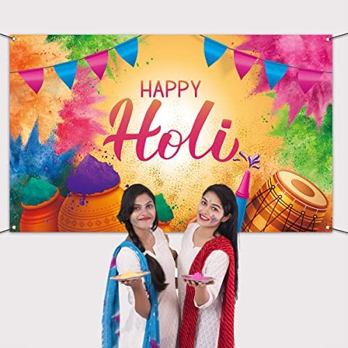 Nepnuser Boldog Holi Fotó Hátteret, India Hindu Fesztivál a Színek Dekoráció Színes Por Beltéri Kültéri Fali Dekoráció-5.9×3.6 ft