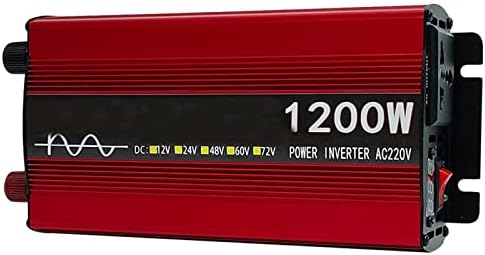 1200W Tiszta szinuszos Inverter DC 12V/24V AC 220V Feszültség Átviteli Átalakító Töltő Adapter LED Kijelző (Szín : Piros,