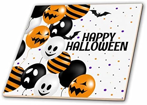 3dRose Halloween Léggömbök Arcok, Narancs, Fekete Halloween - Csempe (ct_353582_1)
