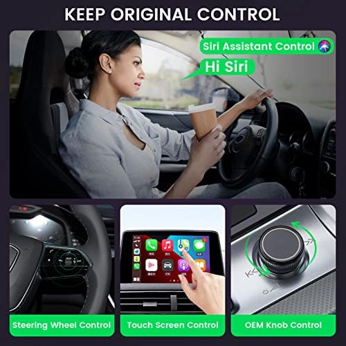 BRILOCEA Vezeték nélküli CarPlay Adapter Gyári Vezetékes CarPlay 2023, Plug & Play, Átalakítja Vezetékes Vezeték nélküli Apple CarPlay