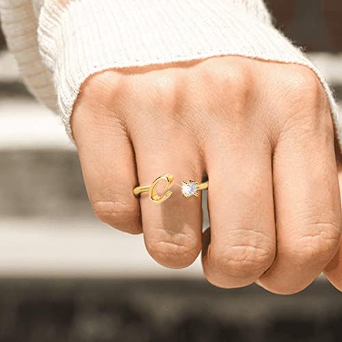 Vaskos Gyűrűk Csomag Arany Személyre szabott Strasszos 26 Kezdeti Gyűrű, Ékszerek, Személyre szabott Eredeti Levél Nyitott Gyűrű