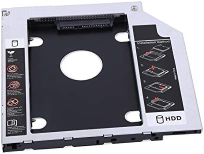 Qiilu HDD Caddy Hard Drive Bay Fekete 9,5 Mm-es Alumínium Sata HDD Ssd Burkolat Merevlemez-Meghajtó bővítőhely Caddy Optikai DVD Adapter