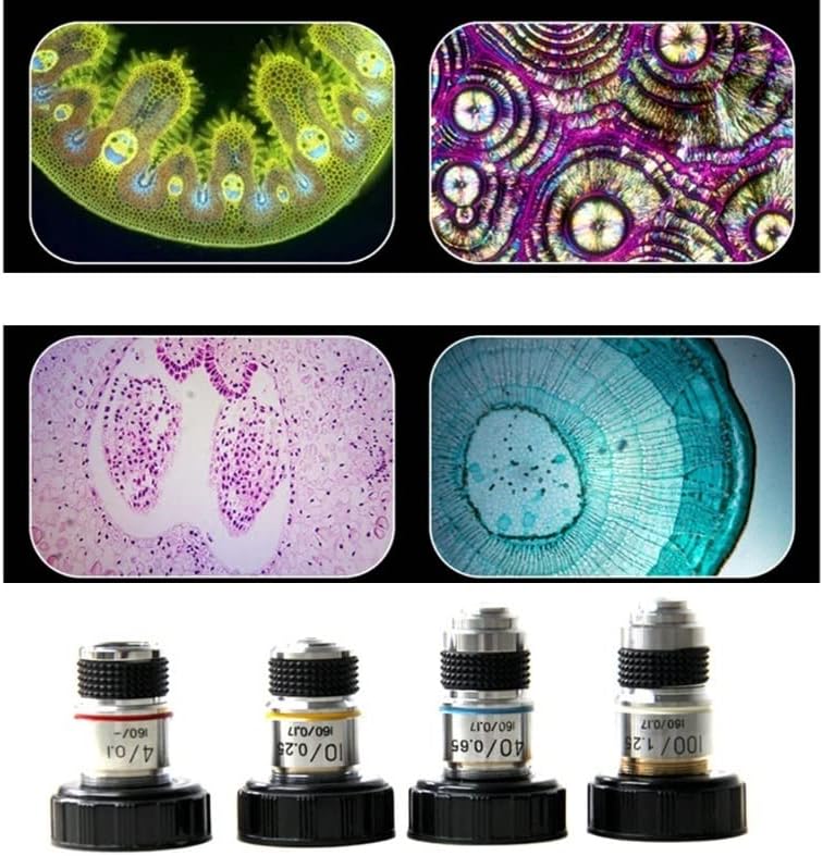 Mikroszkóp Kiegészítők, 4X, 10X 40X 100X Mikroszkóp Objektív remek akromatikus Mikroszkóp Részei Labor Fogyóeszközök (Szín : 4)
