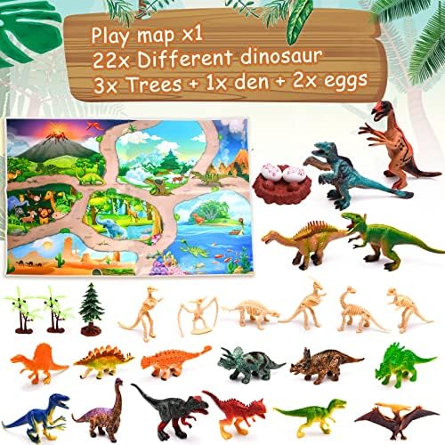 VAINECHAY Dinoszaurusz Adventi Naptár 2022 Gyerekek Karácsonyi 24 Nap Visszaszámlálás Naptárak Dino Számok Játékok Térkép a Fiúk, Lányok,