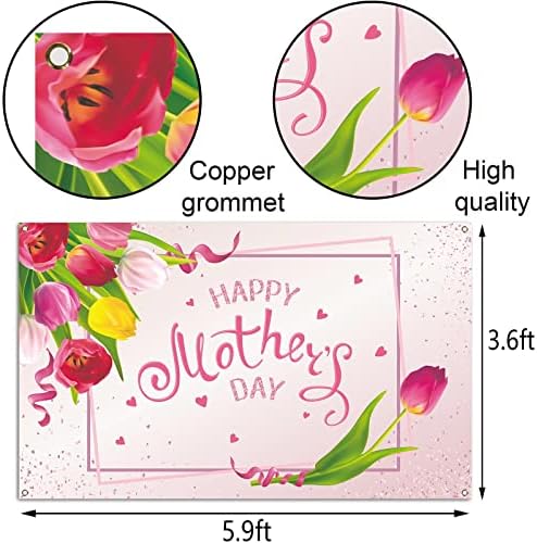 Sunwer Boldog anyák napját Fotó Hátteret, Tulipán Szeretlek Anyu Ünnepi Dekoráció Rózsaszín Szerelmes Szív Virágos Beltéri Kültéri Falra Háttér