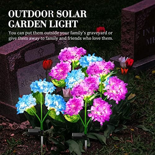 4 Csomag Kültéri Napelemes Lámpák Vízálló Hortenzia Kert Tét Fények Reális LED Virágot Hajtott, Dekoratív Földre Napenergia Virág Lámpák,