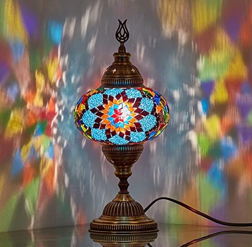 DEMMEX török Marokkói Mozaik Asztal, ágy melletti Éjjeli Lámpa, Tiffany Style Színes, Kézzel készített Üveg Mozaikok asztali Lámpa, 6.5