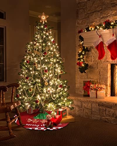 Boldog Karácsonyt karácsonyfa Szoknya, karácsonyfa Mikulás Piros Kockás 48 karácsonyfa Paródia Fa Díszek az Új Évben