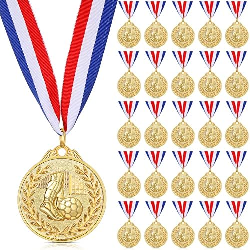 Yinkin 24 Darab Arany Díjat, Kitüntetést Meghatározott Foci Érmet az Olimpiai Stílusú Arany Fém Kitüntetés Szalaggal Gyerekeknek,