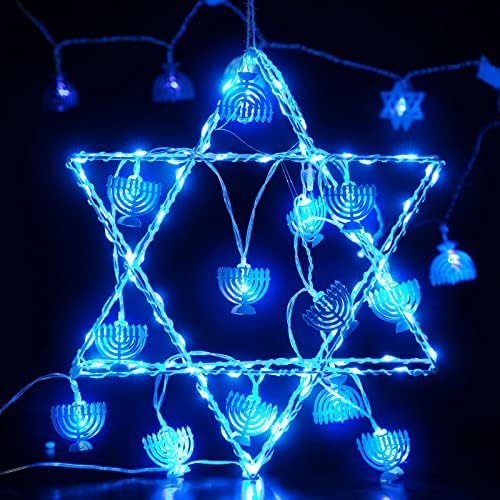 Hiboom Hanukát Menóra String Fények, 5 Méter 10 LED Hanuka Dekoratív fényfüzér 2AA Elem, Hanuka LED String Fények-a hanuka a Zsidók, a