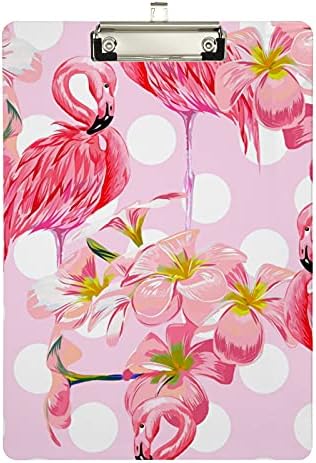 Flamingók Trópusi Virágok Műanyag Vágólap 9x12.5Akril Papírok Alacsony Profilú Klip A4 Letter Méretű, nagy teherbírású Testület