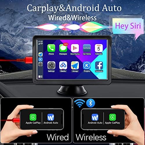 Vezeték nélküli Apple Carplay & Android Auto Autó Hifi, Hordozható 7 Hüvelykes Apple Autó Játszani érintőképernyő Fordította: