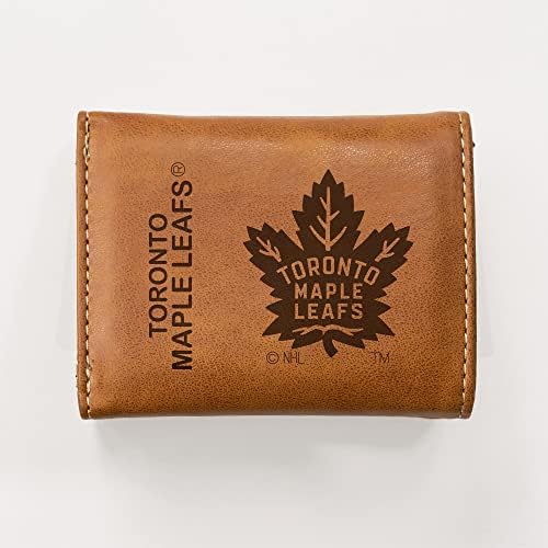 Rico Iparágak NHL-Toronto Maple Leafs Prémium Lézer Gravírozott Vegán Barna Bőr Tri-fold Pénztárcája Vékony, Mégis Erős Design - Tökéletes