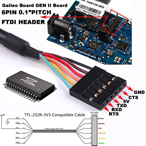 FTDI Chip USB 5v TTL Soros UART Kábel 6-0.1 Szurok Megszűnik Csatlakozó 5.0 V Jelző Átalakító Adapter Kábel 6FT Kompatibilis