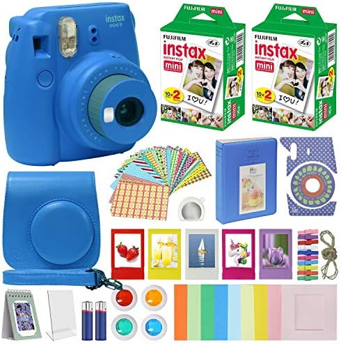 Fujifilm Instax Mini 9 - Azonnali Kamera Kobalt Kék hordtáska + Fuji Instax Film Érték Csomag (40 Lap) Tartozékok Csomag,